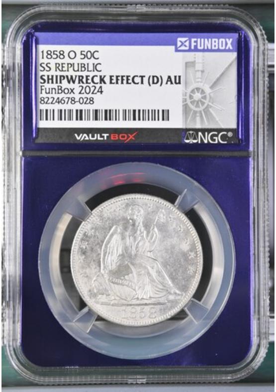 1858-O 50C SS REPUBLIC  NGC SHIPWRECK EFFECT Front