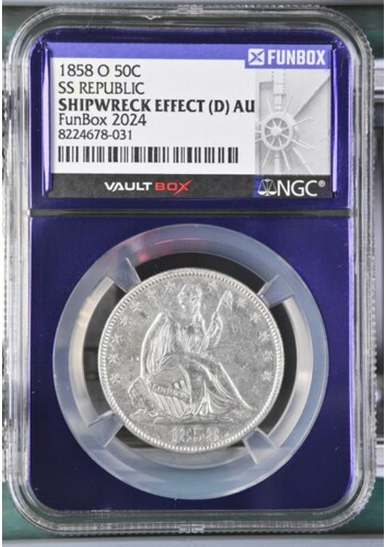 1858-O 50C SS REPUBLIC  NGC SHIPWRECK EFFECT Front