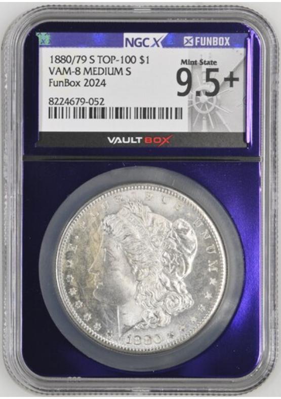 1880/79-S TOP-100 $1 VAM-8 MEDIUM S NGCX MINT STATE 9.5+ Front