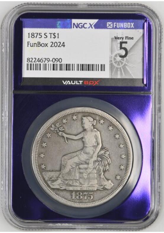 1875-S T$1 NGCX VERY FINE 5 Front