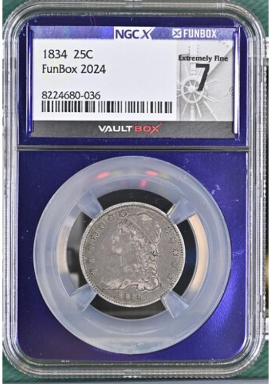 1834 25C NGCX EXTREMELY FINE 7 Front