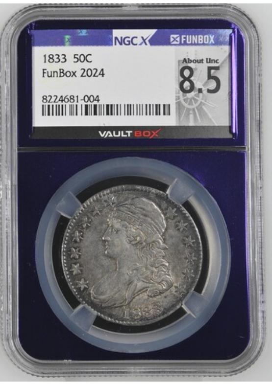 1833 50C NGCX ABOUT UNCIRCULATED 8.5 Front