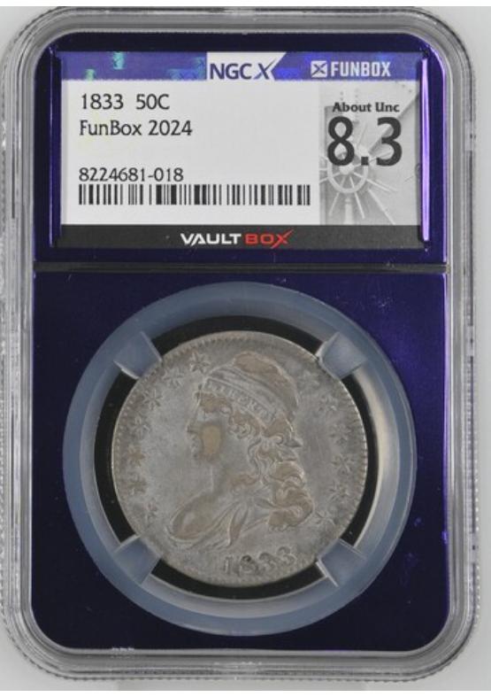 1833 50C NGCX ABOUT UNCIRCULATED 8.3 Front
