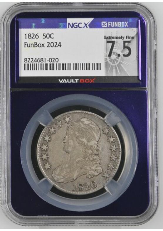 1826 50C NGCX EXTREMELY FINE 7.5 Front