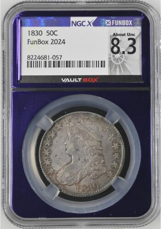 1830 50C NGCX ABOUT UNCIRCULATED 8.3 Front