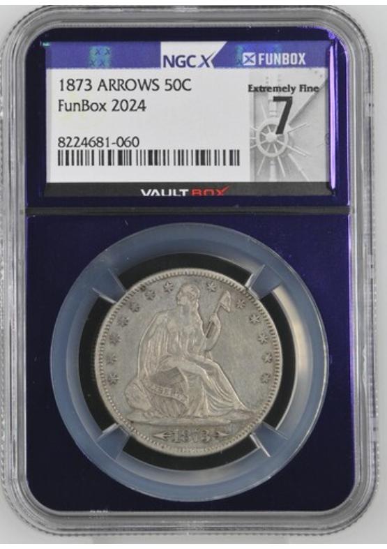 1873 ARROWS 50C NGCX EXTREMELY FINE 7 Front