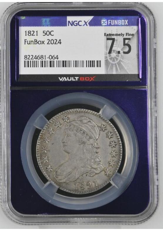 1821 50C NGCX EXTREMELY FINE 7.5 Front
