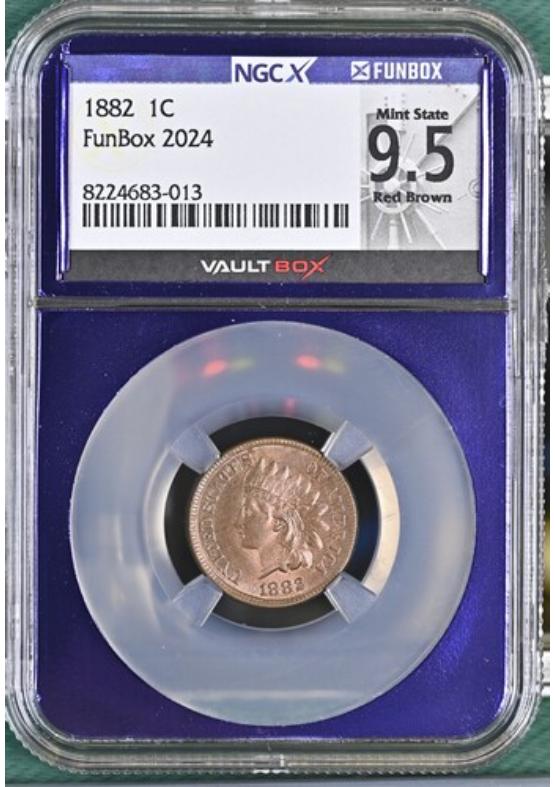 1882 1C NGCX MINT STATE 9.5 RED BROWN Front