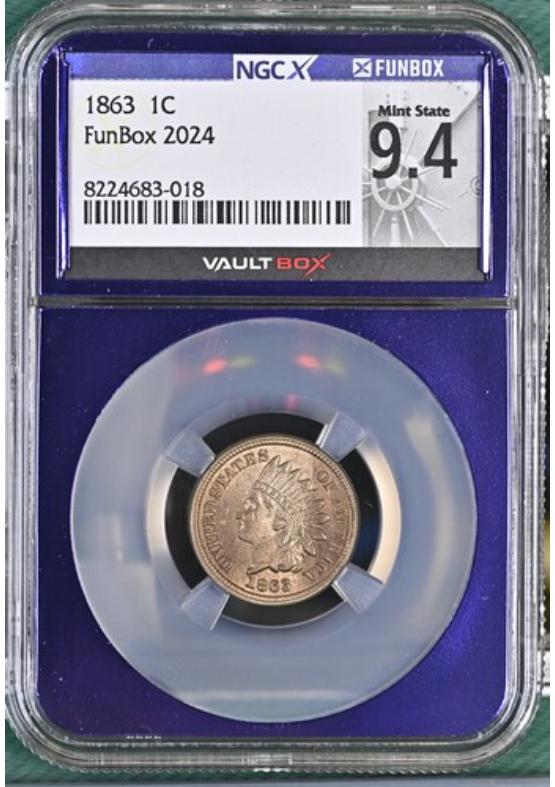 1863 1C NGCX MINT STATE 9.4 Front