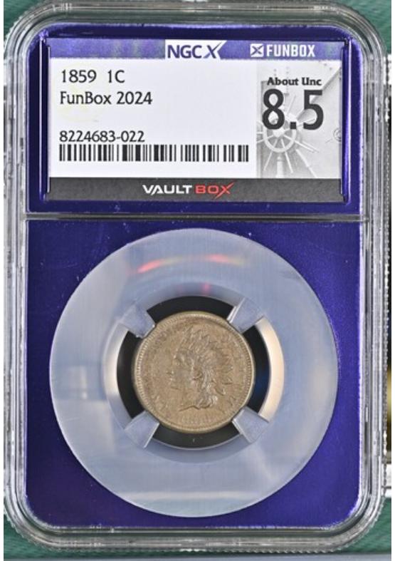 1859 1C NGCX ABOUT UNCIRCULATED 8.5 Front