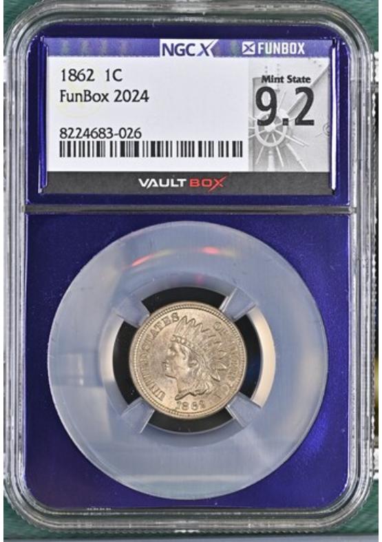 1862 1C NGCX MINT STATE 9.2 Front