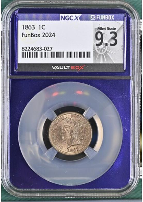 1863 1C NGCX MINT STATE 9.3 Front