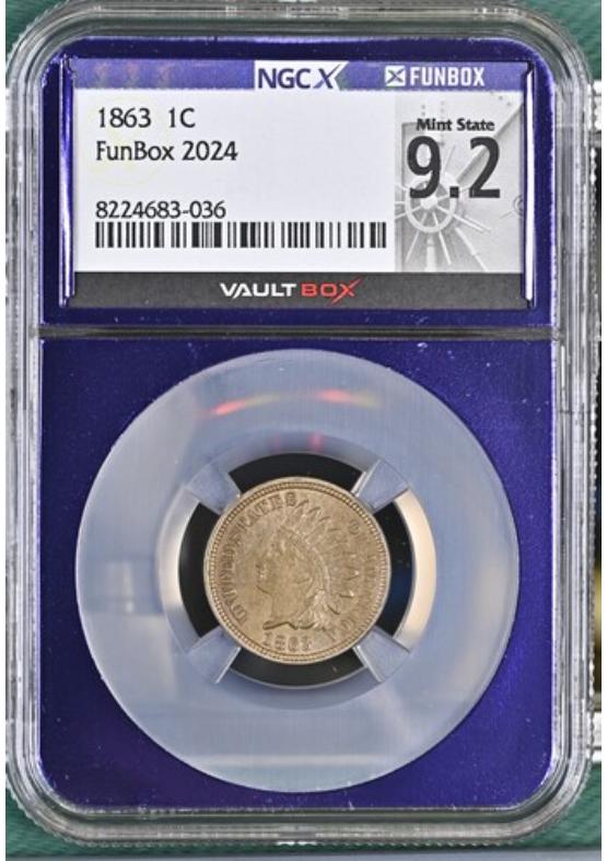 1863 1C NGCX MINT STATE 9.2 Front