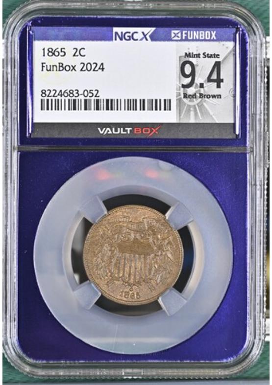 1865 2C NGCX MINT STATE 9.4 RED BROWN Front