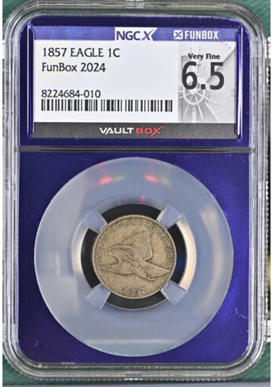 1857 EAGLE 1C NGCX VERY FINE 6.5 Front