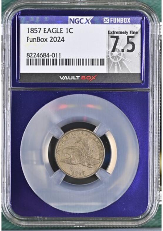 1857 EAGLE 1C NGCX EXTREMELY FINE 7.5 Front