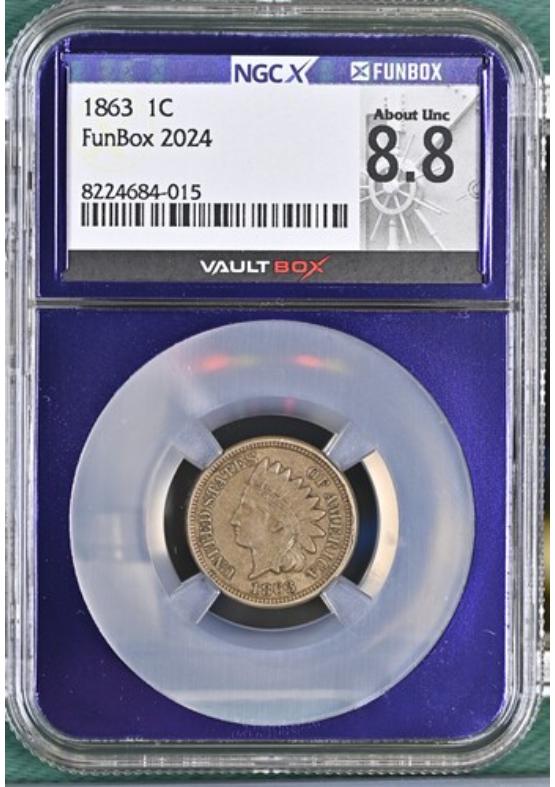 1863 1C NGCX ABOUT UNCIRCULATED 8.8 Front