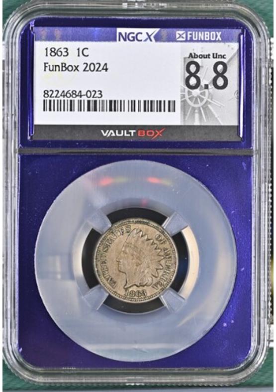 1863 1C NGCX ABOUT UNCIRCULATED 8.8 Front