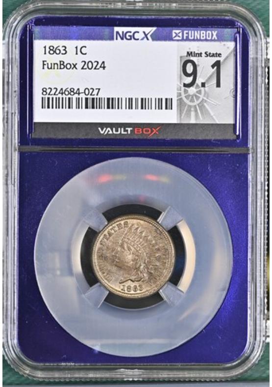1863 1C NGCX MINT STATE 9.1 Front