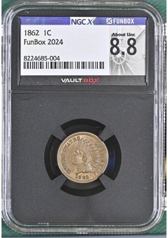 1862 1C NGCX ABOUT UNCIRCULATED 8.8 Front