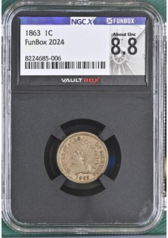 1863 1C NGCX ABOUT UNCIRCULATED 8.8 Front