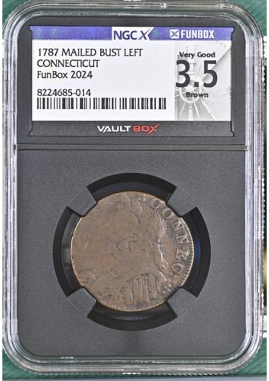1787 MAILED BUST LEFT   CONNECTICUT NGCX VERY GOOD 3.5 BROWN Front