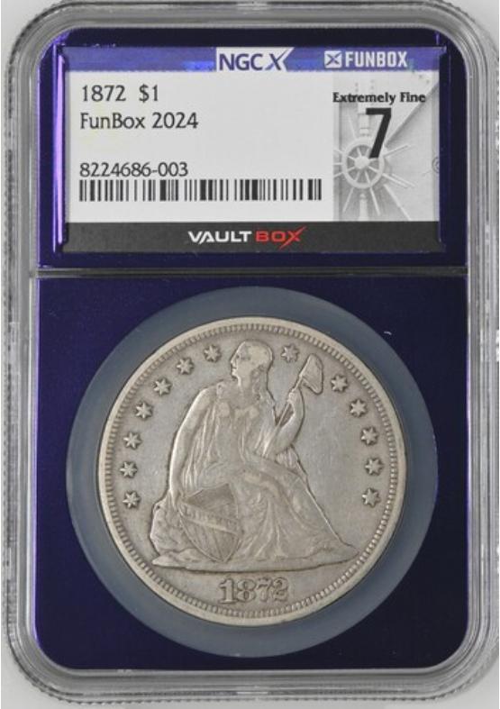 1872 $1 NGCX EXTREMELY FINE 7 Front