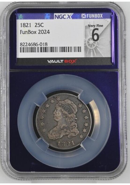 1821 25C NGCX VERY FINE 6 Front