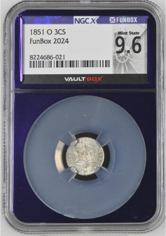 1851-O 3CS NGCX MINT STATE 9.6 FRONT