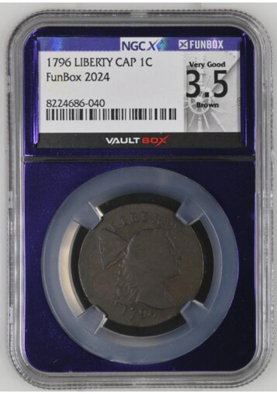 1796 LIBERTY CAP 1C NGCX VERY GOOD 3.5 BROWN Front