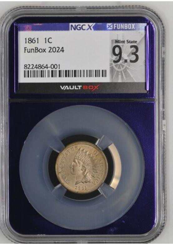 1861 1C NGCX MINT STATE 9.3 Front