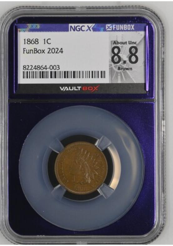 1868 1C NGCX ABOUT UNCIRCULATED 8.8 BROWN Front