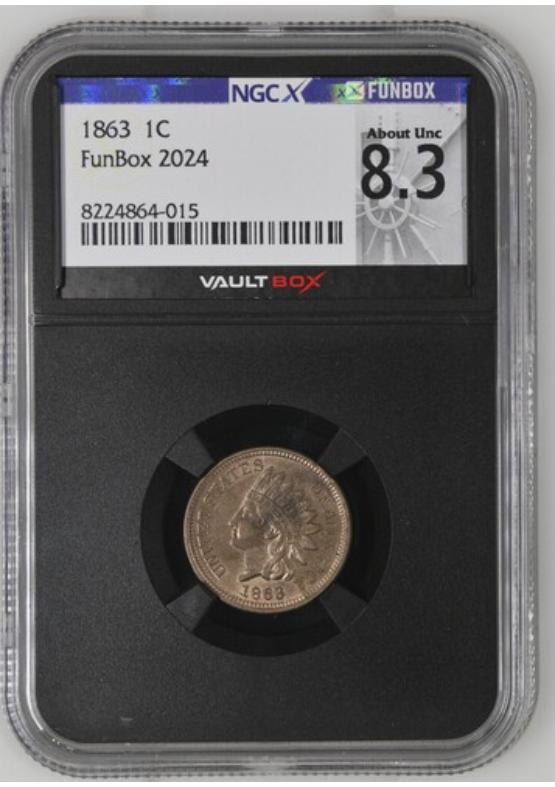 1863 1C NGCX ABOUT UNCIRCULATED 8.3 Front