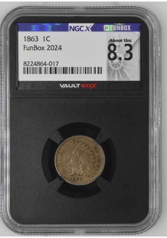 1863 1C NGCX ABOUT UNCIRCULATED 8.3 Front