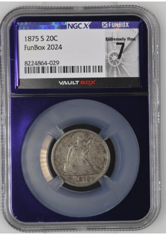 1875-S 20C NGCX EXTREMELY FINE 7 Front