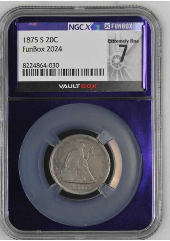 1875-S 20C NGCX EXTREMELY FINE 7 Front