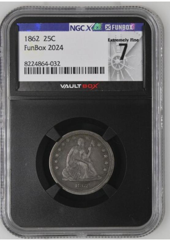 1862 25C NGCX EXTREMELY FINE 7 Front