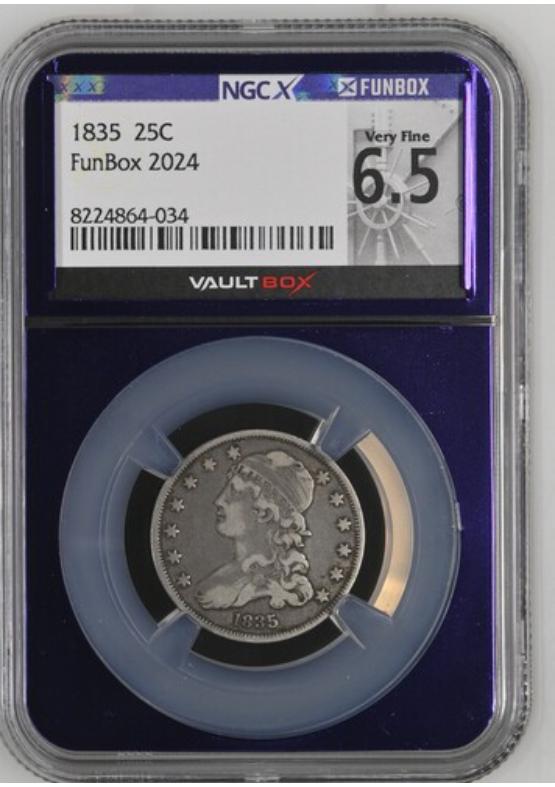 1835 25C NGCX VERY FINE 6.5 Front