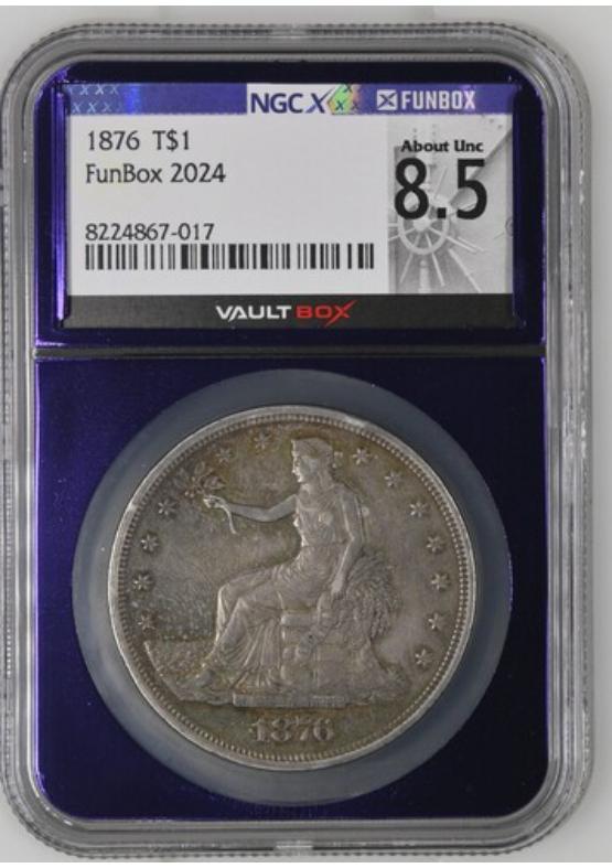 1876 T$1 NGCX ABOUT UNCIRCULATED 8.5 Front