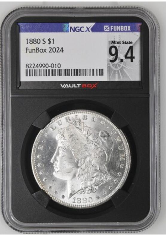 1880-S $1 NGCX MINT STATE 9.4 Front
