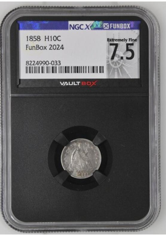 1858 H10C NGCX EXTREMELY FINE 7.5 Front