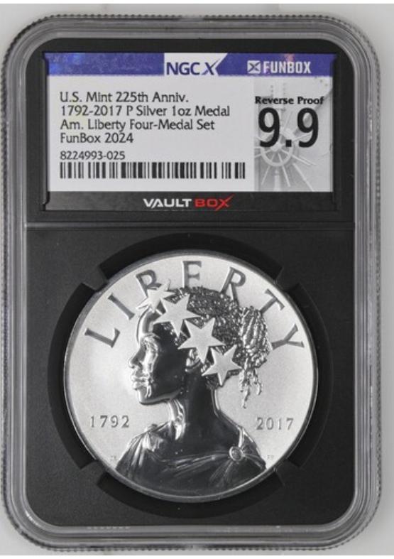 1792-2017 P SILVER 1OZ MEDAL AM. LIBERTY FOUR-MEDAL SE NGCX REVERSE PROOF 9.9 Front