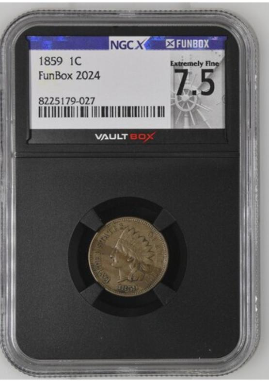 1859 1C NGCX EXTREMELY FINE 7.5 Front
