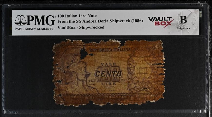 Andrea Doria 100 Italian Lire Note PMG Shipwreck "B" Front