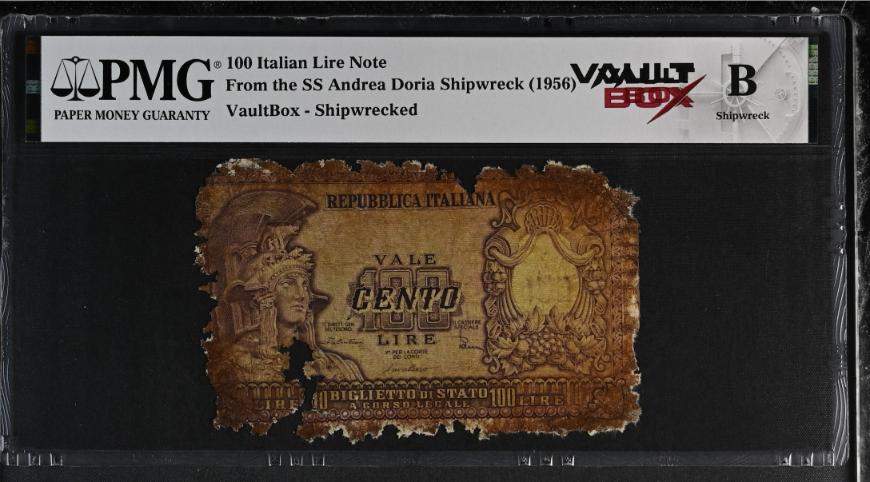 Andrea Doria 100 Italian Lire Note PMG Shipwreck "B" Front