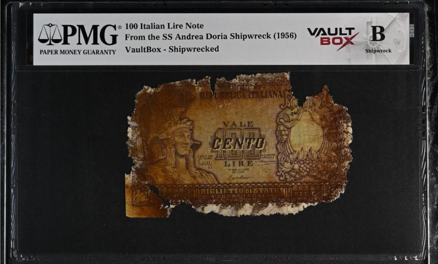 Andrea Doria 100 Italian Lire Note PMG Shipwreck "B" Front