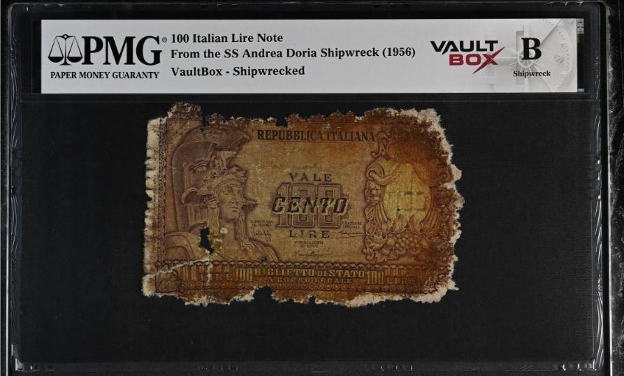Andrea Doria 100 Italian Lire Note PMG Shipwreck "B" Front