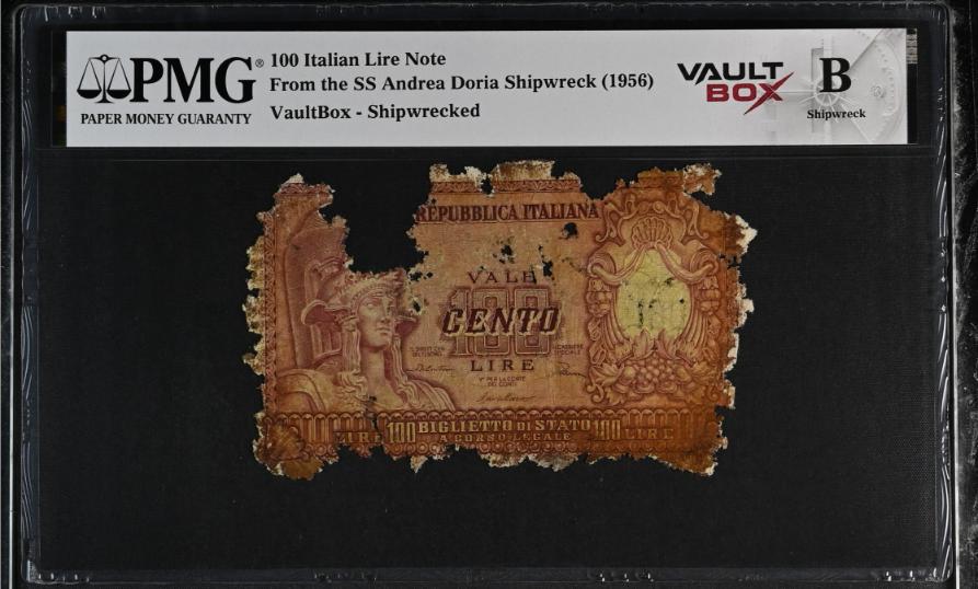 Andrea Doria 100 Italian Lire Note PMG Shipwreck "B" Front
