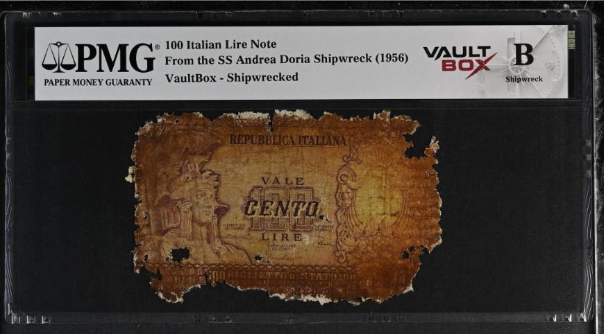 Andrea Doria 100 Italian Lire Note PMG Shipwreck "B" Front