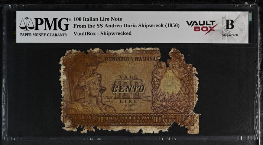 Andrea Doria 100 Italian Lire Note PMG Shipwreck "B" Front